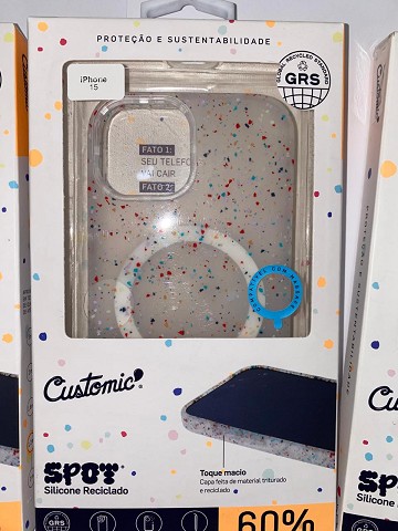 Imagem CAPA CUSTOMIC APPLE IPHONE 15 SPOT SILICONE RECICLADO MAGSAFE WHITE