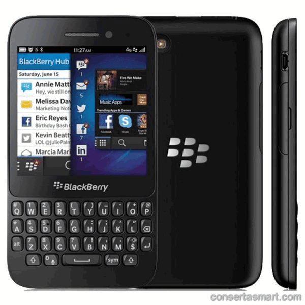 display branco listrado ou azul BlackBerry Q5