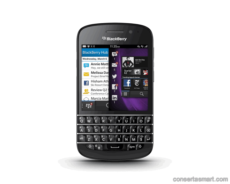 pessoa não escuta sua voz ligação RIM BlackBerry Q10