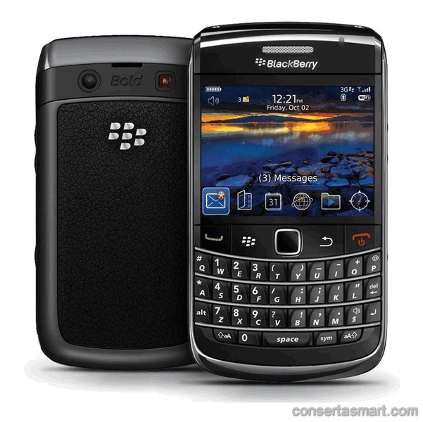 problema em aplicativo erros de software BlackBerry Bold 9700