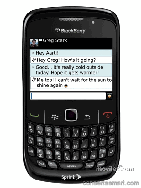 problema em aplicativo erros de software BlackBerry Curve 8530