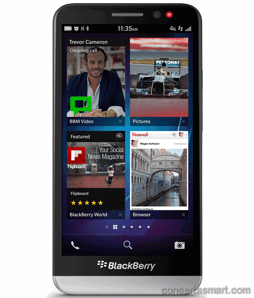 travado no logo BlackBerry Z30